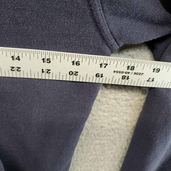 Men's XS Navy Blue  Champion Powerblend Hoodie Embroidered Logo Top Right - Picture 4 of 7